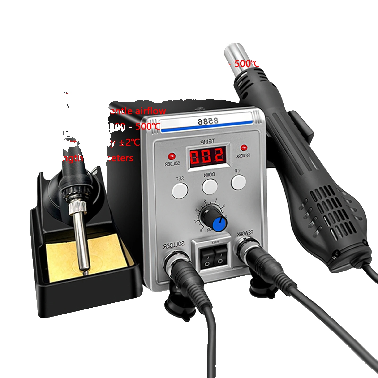 Lötstation, Digitalanzeige, Einstellbarer Luftstrom, Modell E-8586 (700 W), 220 V-d