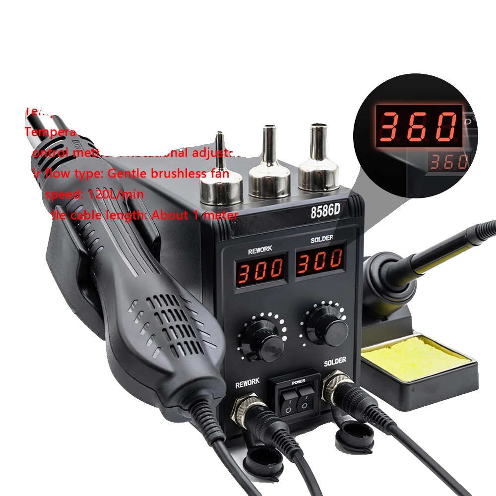 Lötstation, Digitalanzeige, Einstellbarer Luftstrom, Modell B-8586d (750 W), 220 V-a