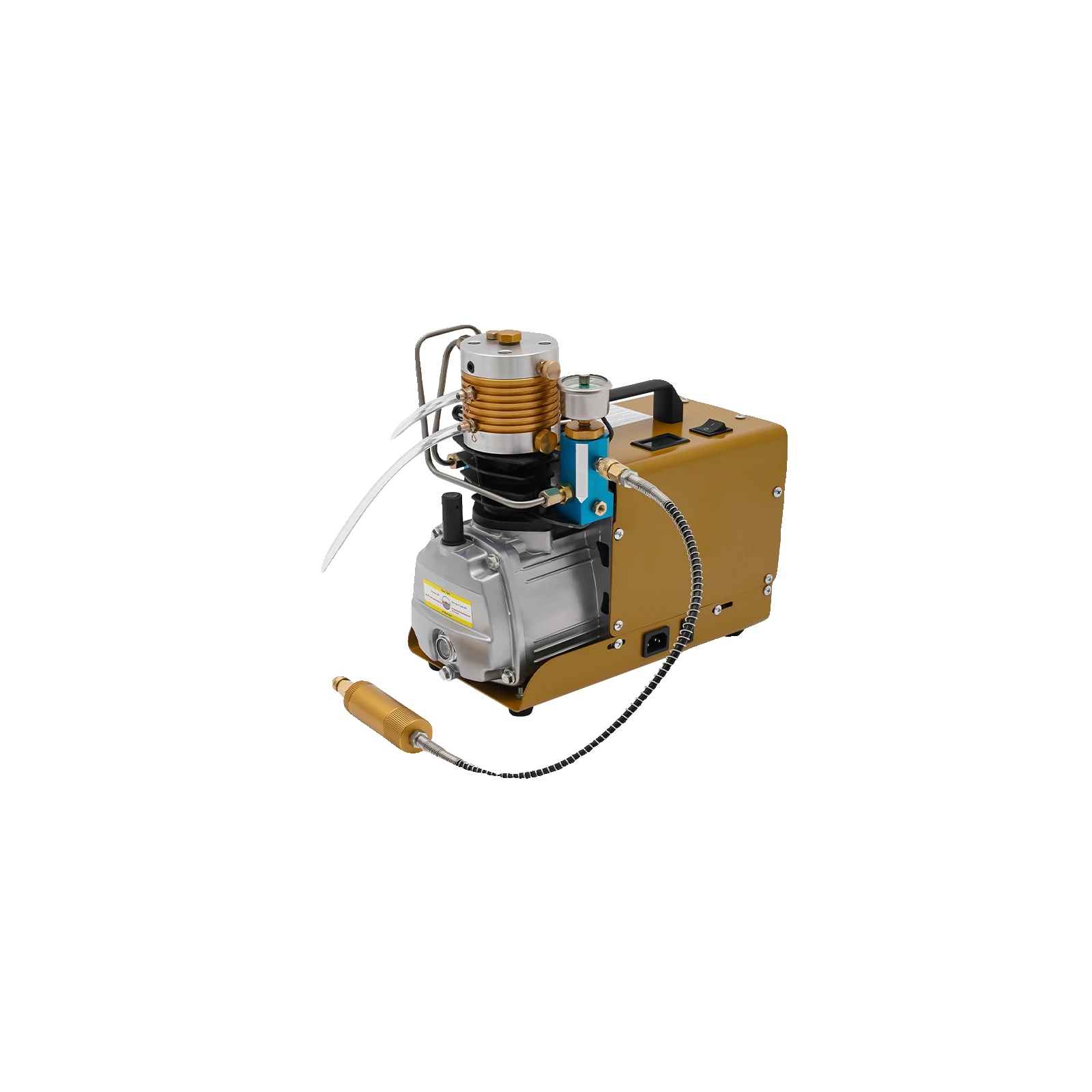 Tragbarer Luftkompressor, 1,8 Kw Leistung, 220 V/50 Hz Spannung, Maximaler Druck 30 Mpa, Drehzahl 2800 U/min, Abmessungen 34 × 18 × 34 Cm