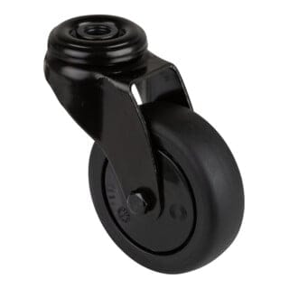 Lenkrolle Rad-Ø 75 mm Tragfähigkeit 75 kg mit Rückenloch Kunststoff Kugellager Gummi schwarz