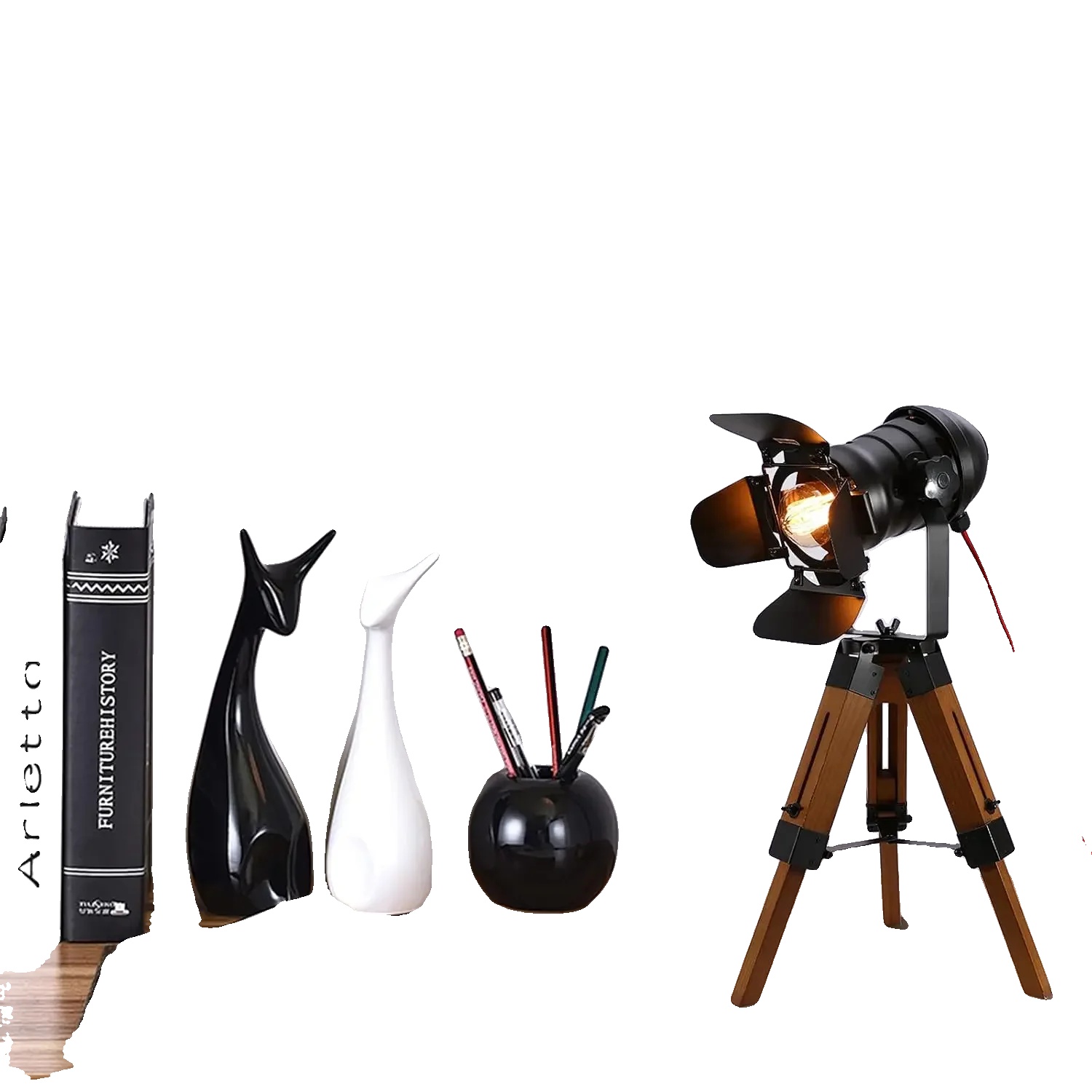 Stehlampe, Retro-industriedesign, Höhen- Und Winkelverstellbar, Braun, Schwarz