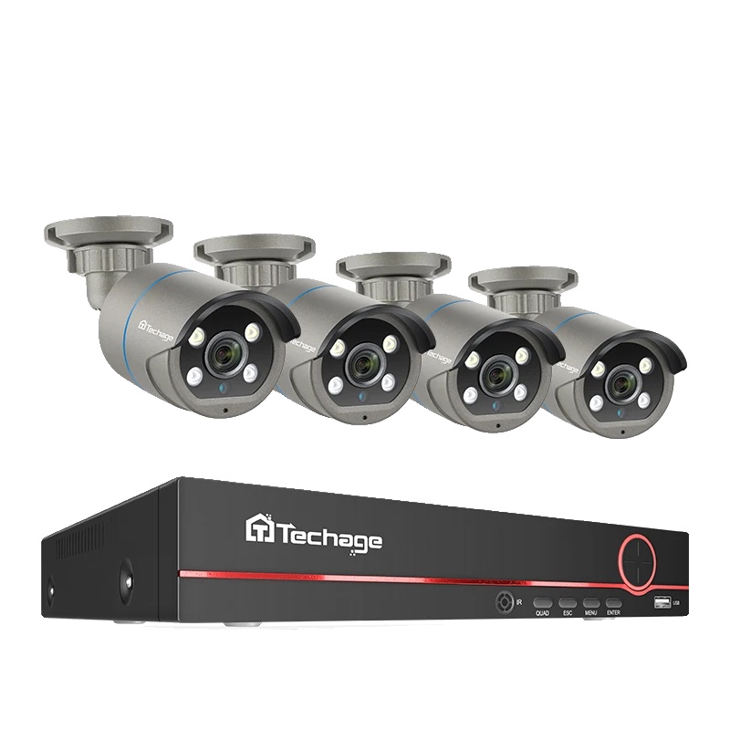 Überwachungssystem, 8 Kanäle, H.265-videokomprimierung, 8-kanal-nvr Und 4 Kameras - B, Integrierte 4-tb-festplatte - A