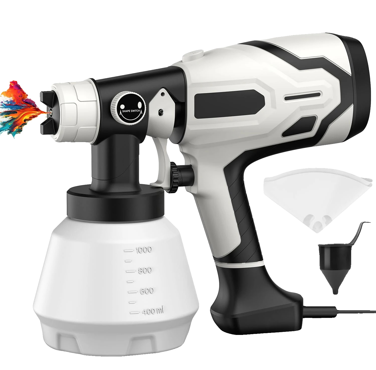 Elektrische Farbspritzpistole, 1000 Ml Fassungsvermögen, Einstellbare Durchflussmenge, 1000-ml-eu-stecker