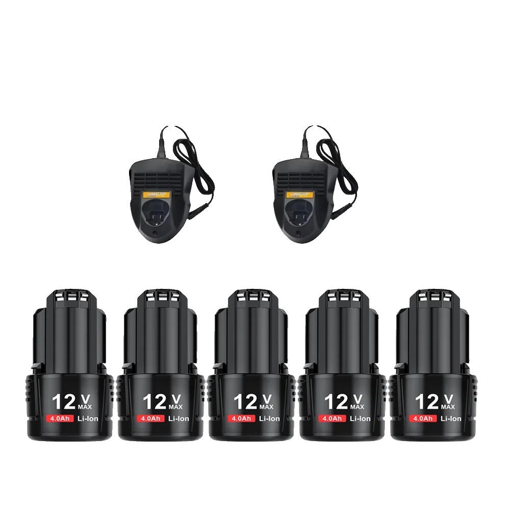 Ersatzakku, 4000 Mah Kapazität, 12 V Spannung, 5 Akkus, 2 Ladegeräte