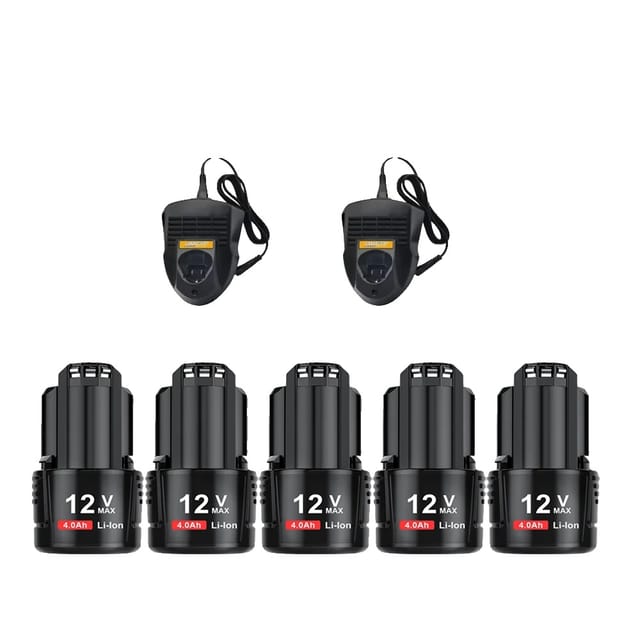 Ersatzakku, 4000 Mah Kapazität, 12 V Spannung, 5 Akkus, 2 Ladegeräte