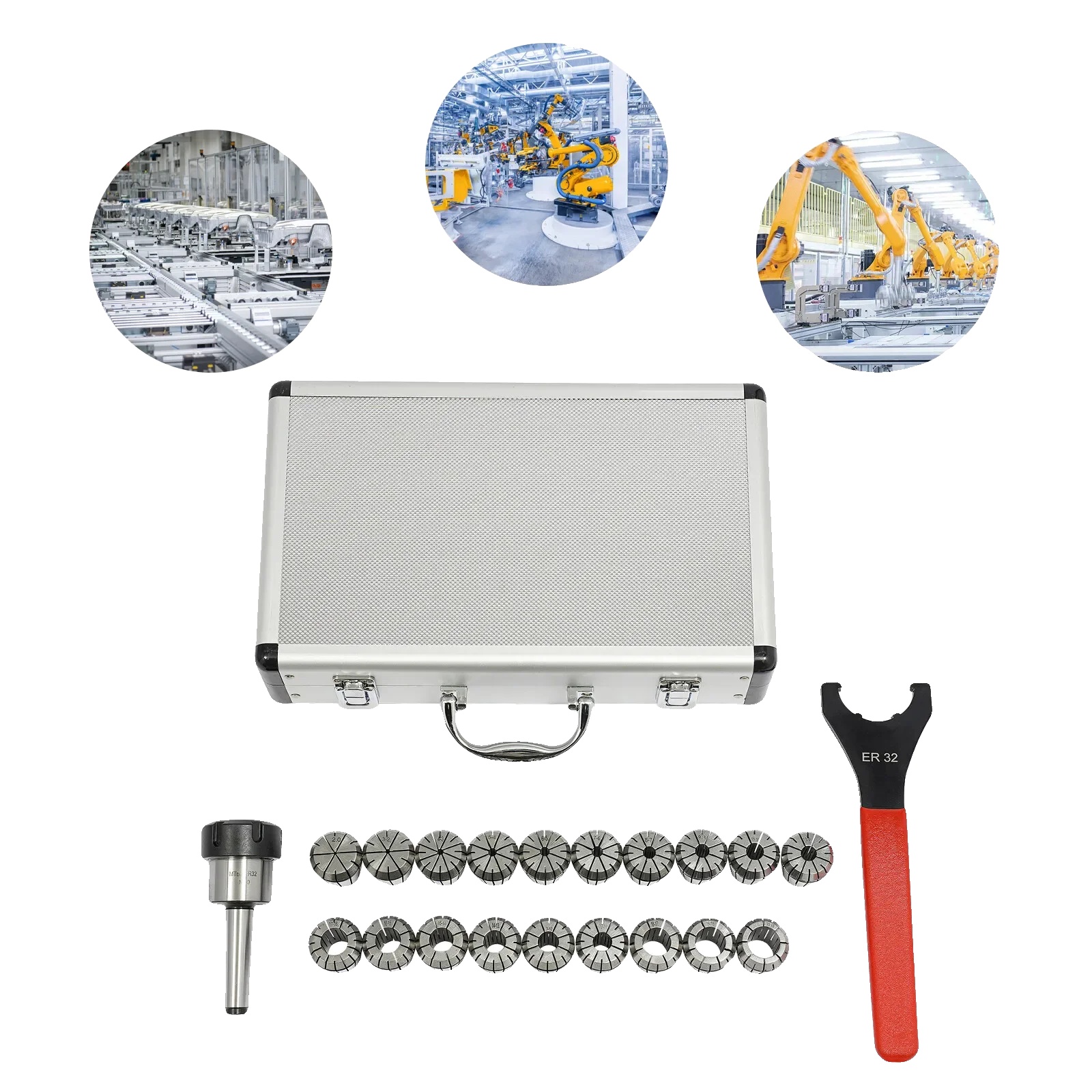 Satz Stahlfutter, 100 Mm Lang, 32 Mm Durchmesser, Kompatibel Mit Mtb2 Er32 M10, Ce-zertifiziert