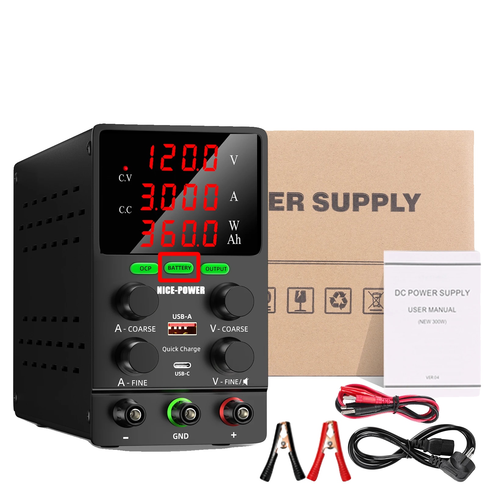 Ladegerät Für Akkus, Einstellbare Spannung, Sicherheitsfunktionen, 120 V 3 A Ladestrom, 220 V Eu-stecker