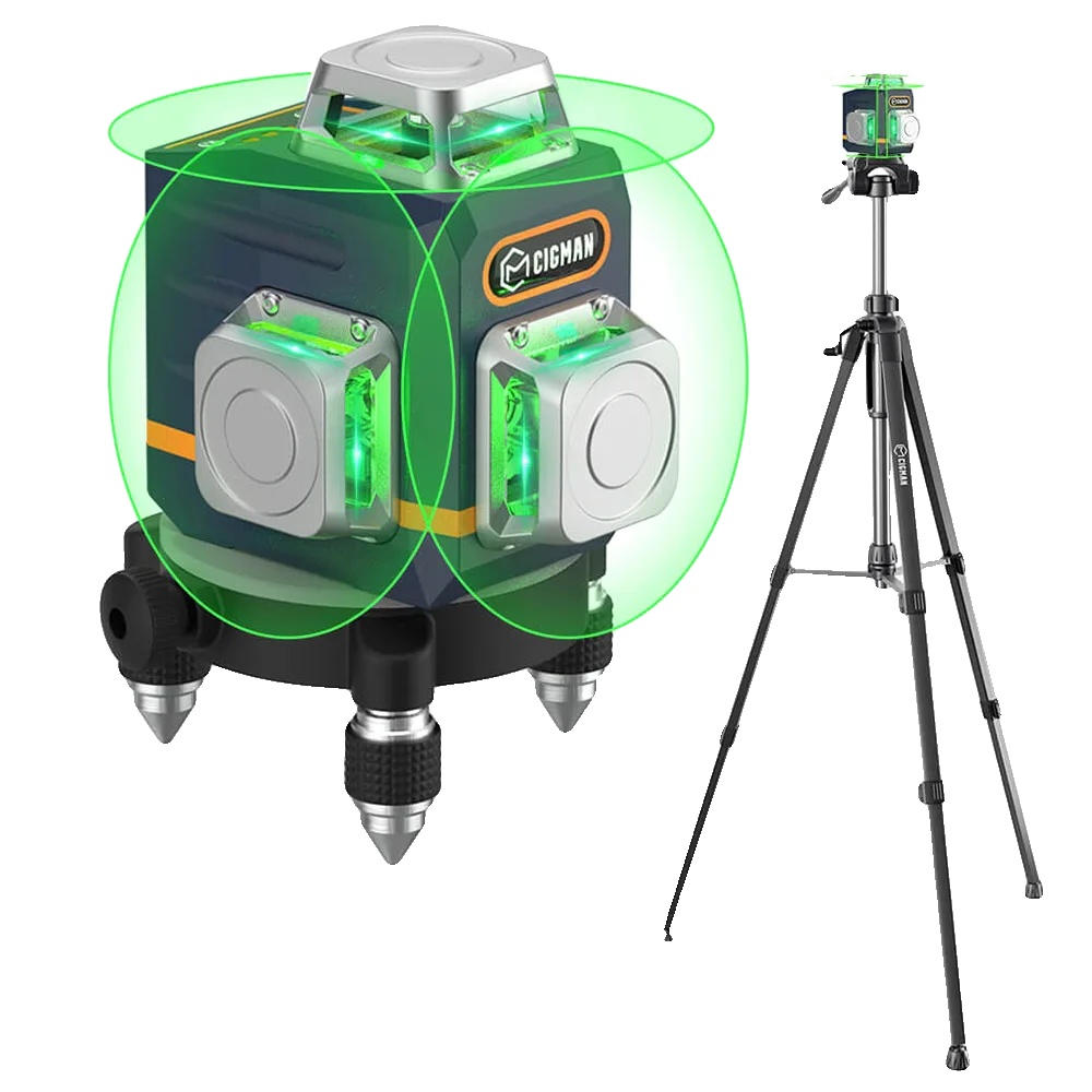 Laser-nivelliergerät, 3x360°-layout, Grüne Strahlsichtbarkeit, Cigman Cm-701t