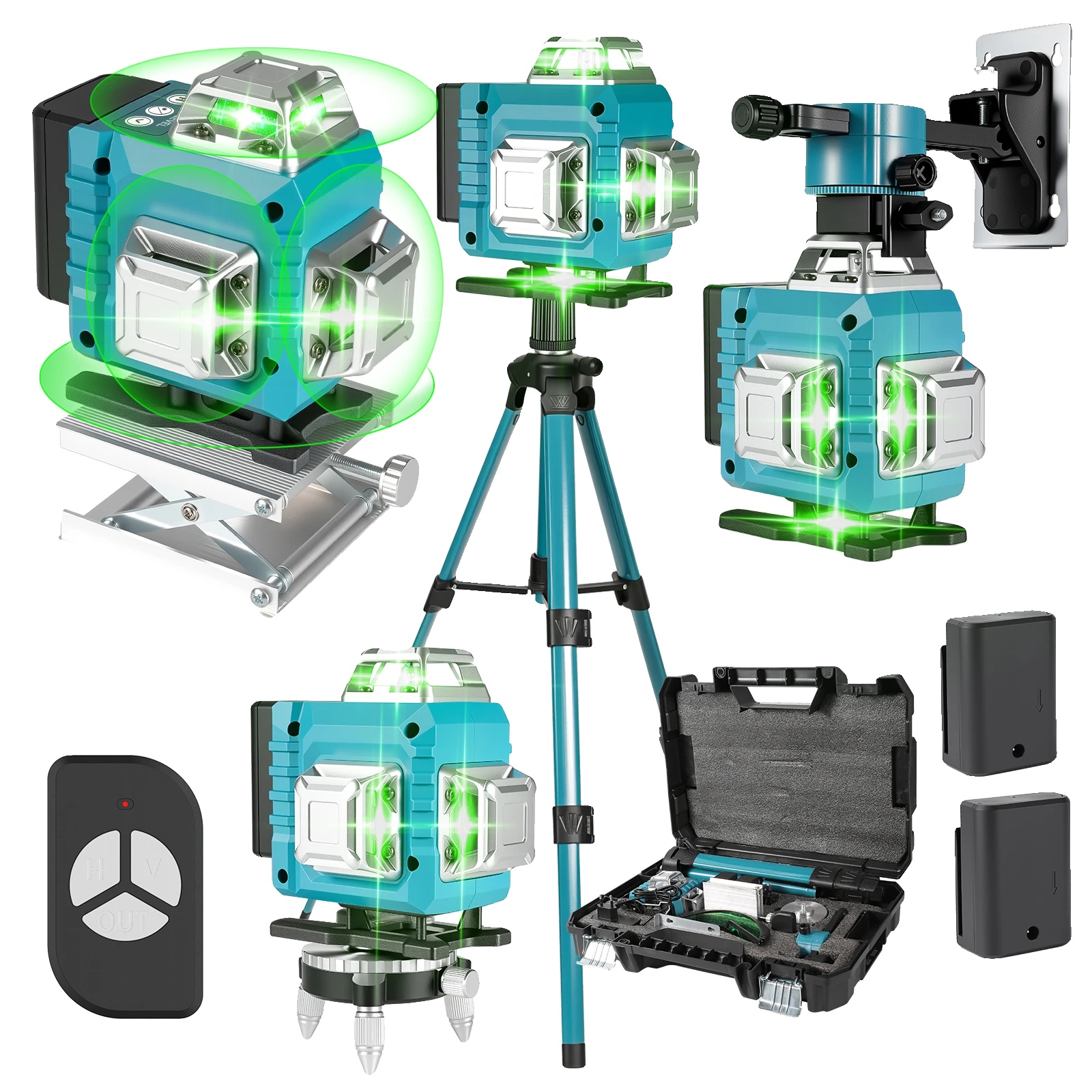 4d-selbstnivellierungslaser, 360°-sichtbarkeit, Mit Stativ Und Kunststoffkoffer