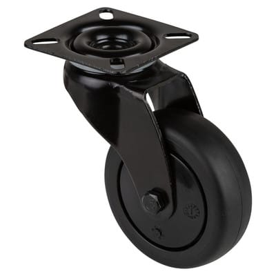 Lenkrolle Rad-Ø 75 mm Tragfähigkeit 75 kg mit Anschraubplatte Kugellager Gummi schwarz
