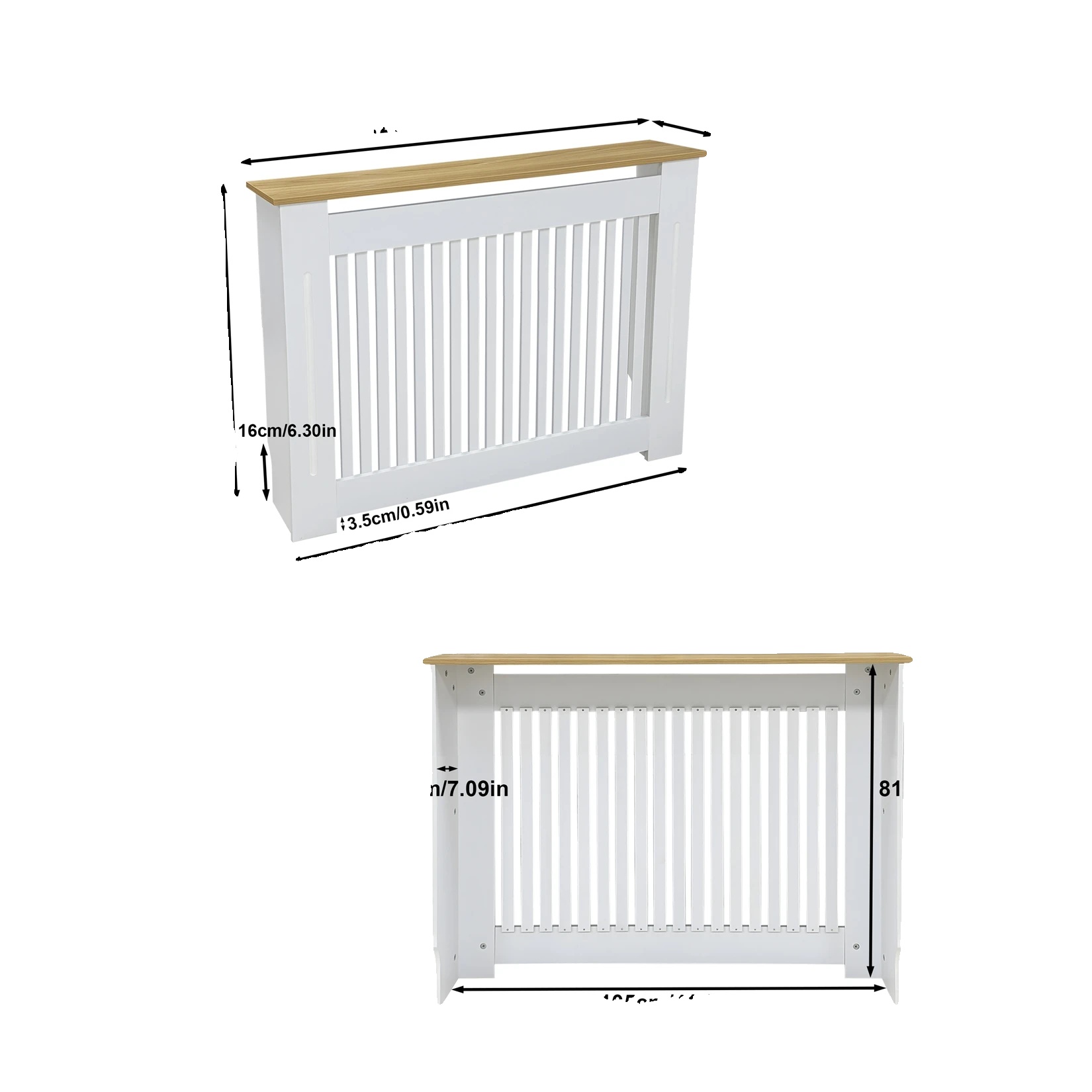Heizkörperverkleidung, Dekoratives Design, Platzsparendes Regal, M 112x20x83cm