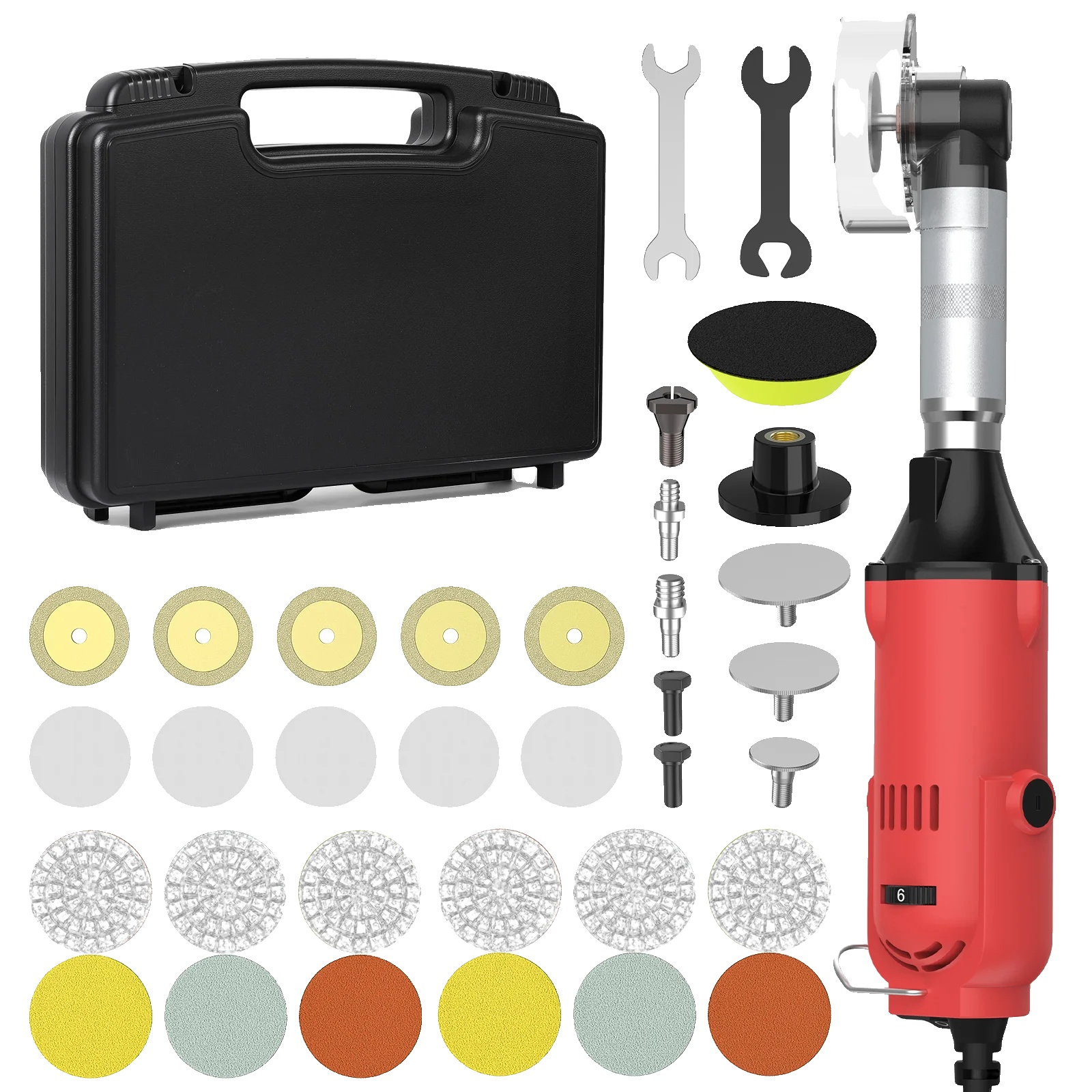 Elektrischer Geradschleifer, 6 Geschwindigkeitsstufen, Ergonomisches Design, Set B