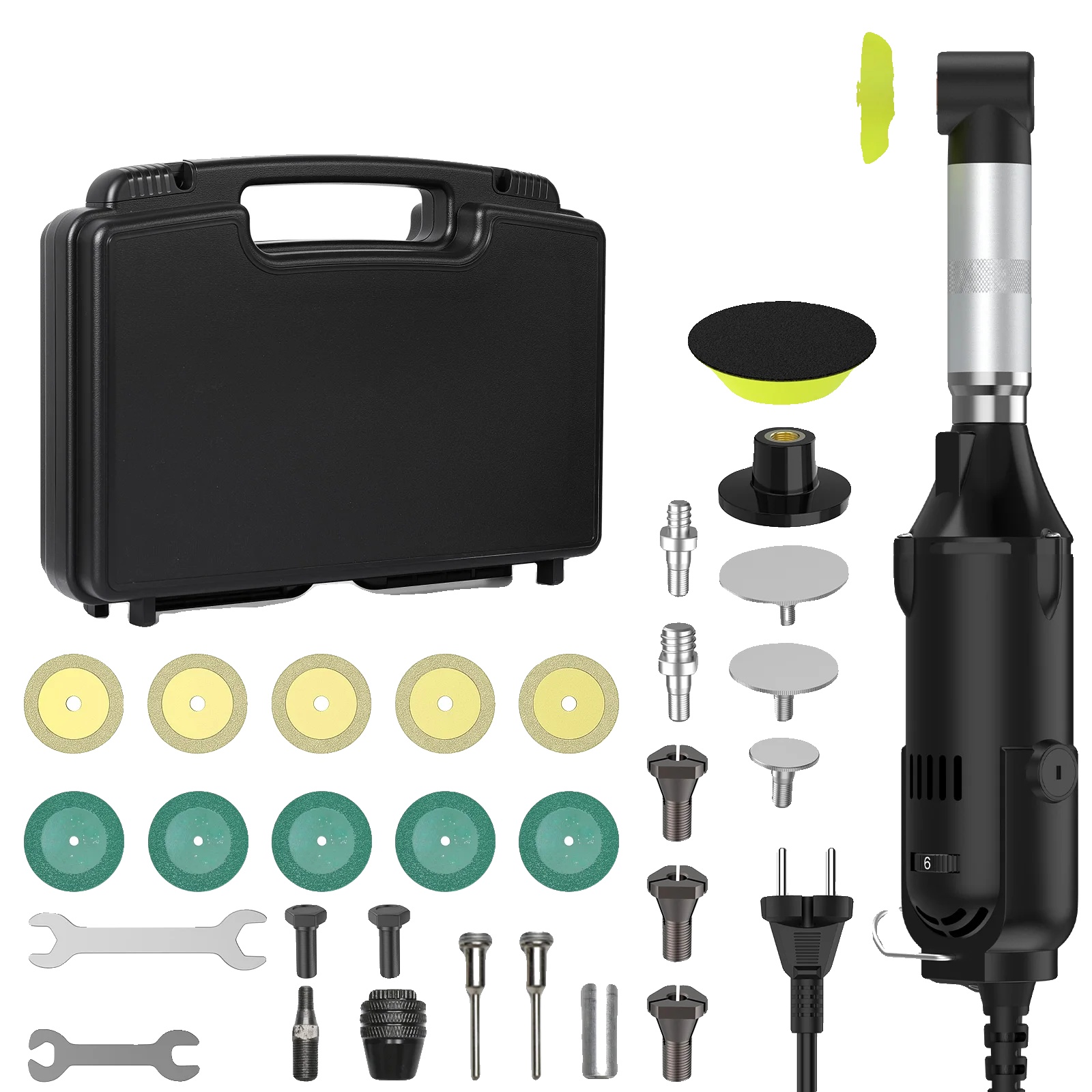 Elektrischer Geradschleifer, 6 Geschwindigkeitsstufen, Ergonomisches Design, Schwarz