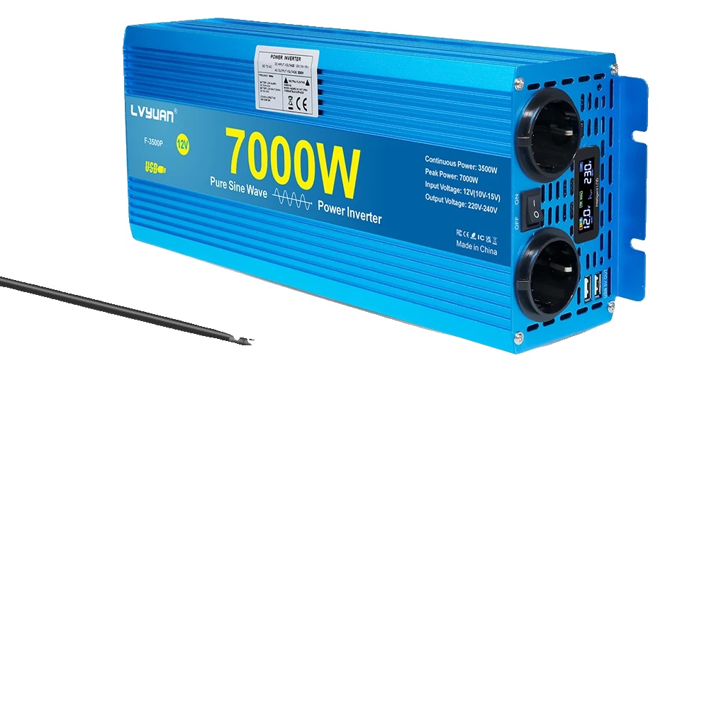 Reiner Sinus-wechselrichter, Lcd-bildschirm, Vielseitige Eingangsspannung, 12 V, 7000 W, 2 Eu