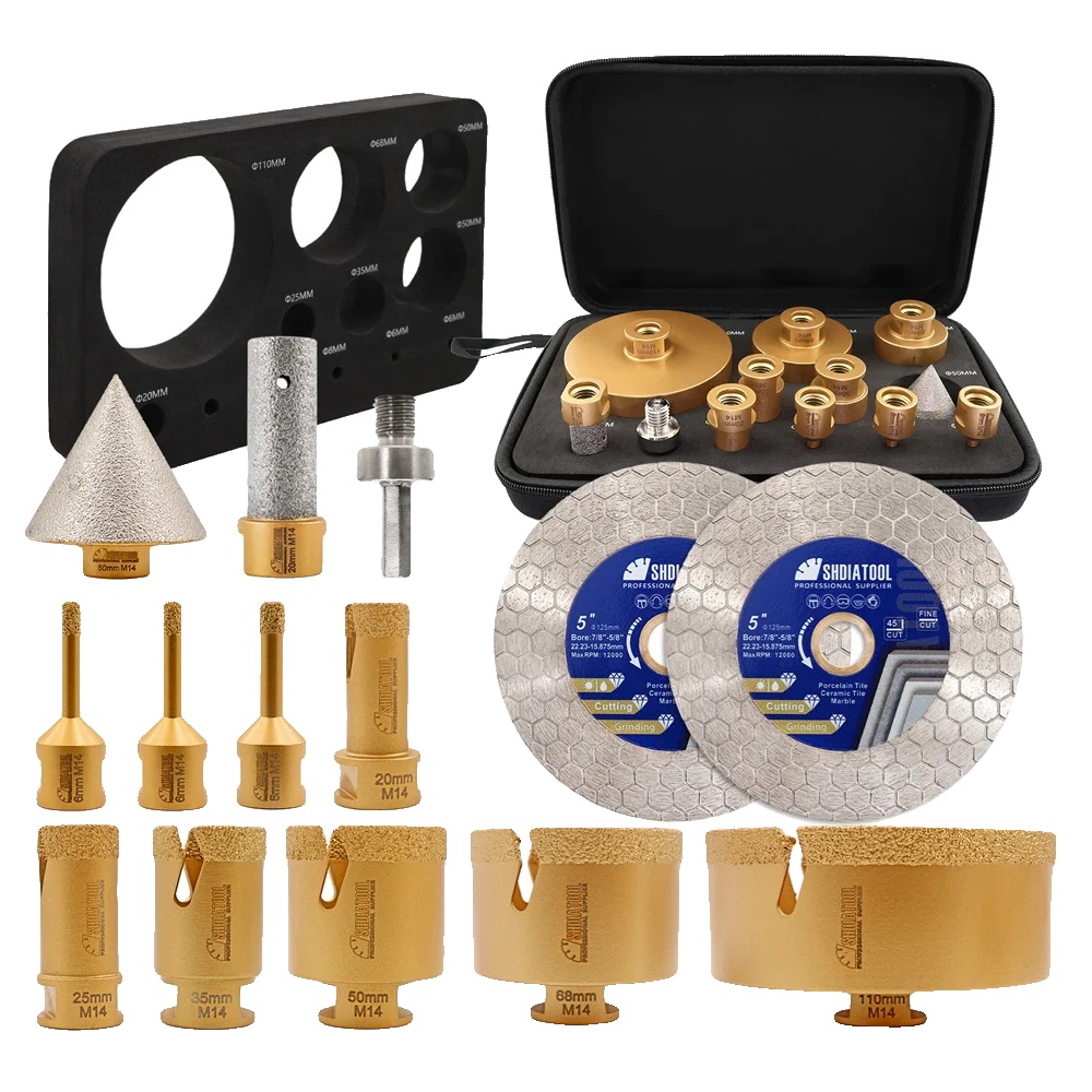 Diamantbohrer, 14-teiliges Set, Vielseitig Einsetzbar, 14-teilig, M14-gewinde