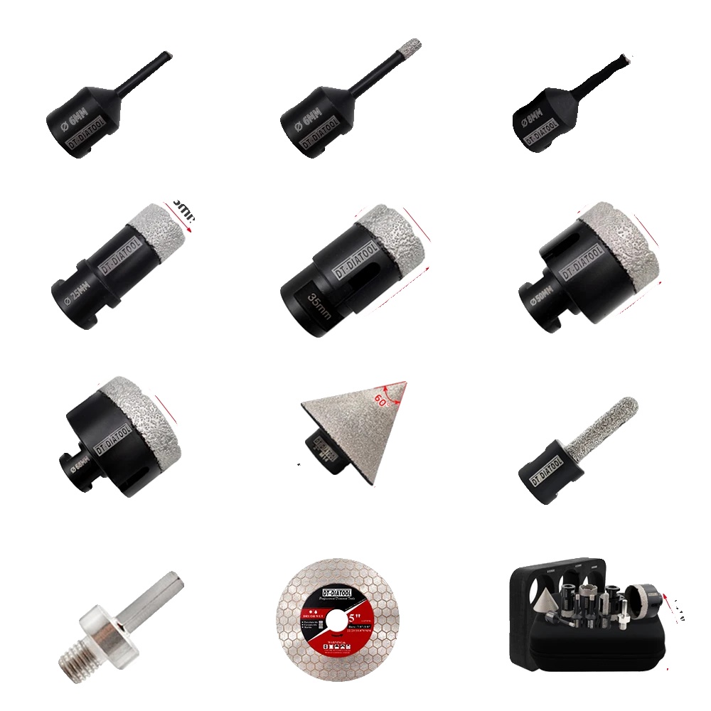 Diamantkernbohrer-set, Vielseitig Einsetzbar, 11-teilig, Inklusive Transportkoffer, M14-gewinde