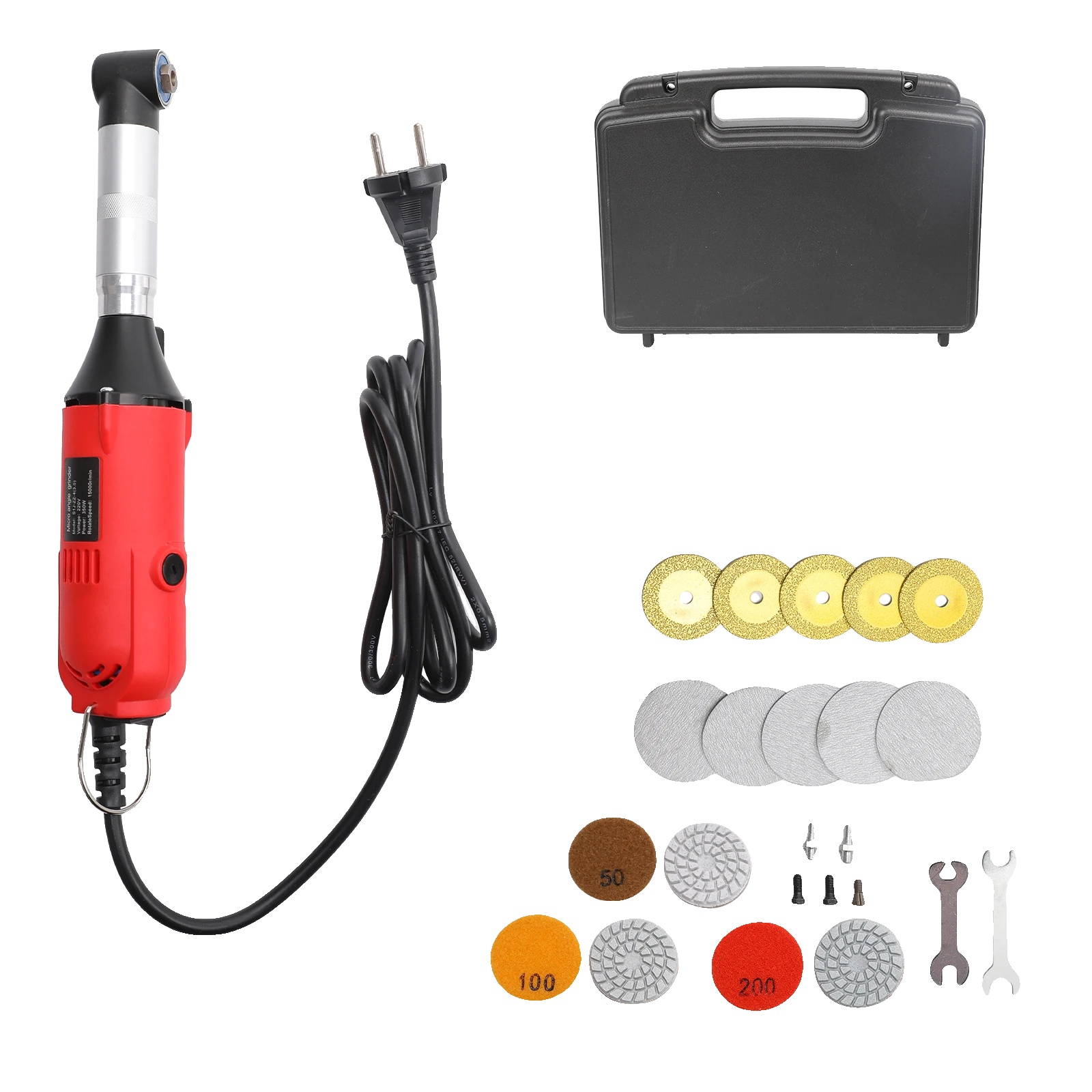 Elektrischer Winkelschleifer, 6-stufige Geschwindigkeitsregelung, Vielseitig Einsetzbar, 220 V 350 W (d)