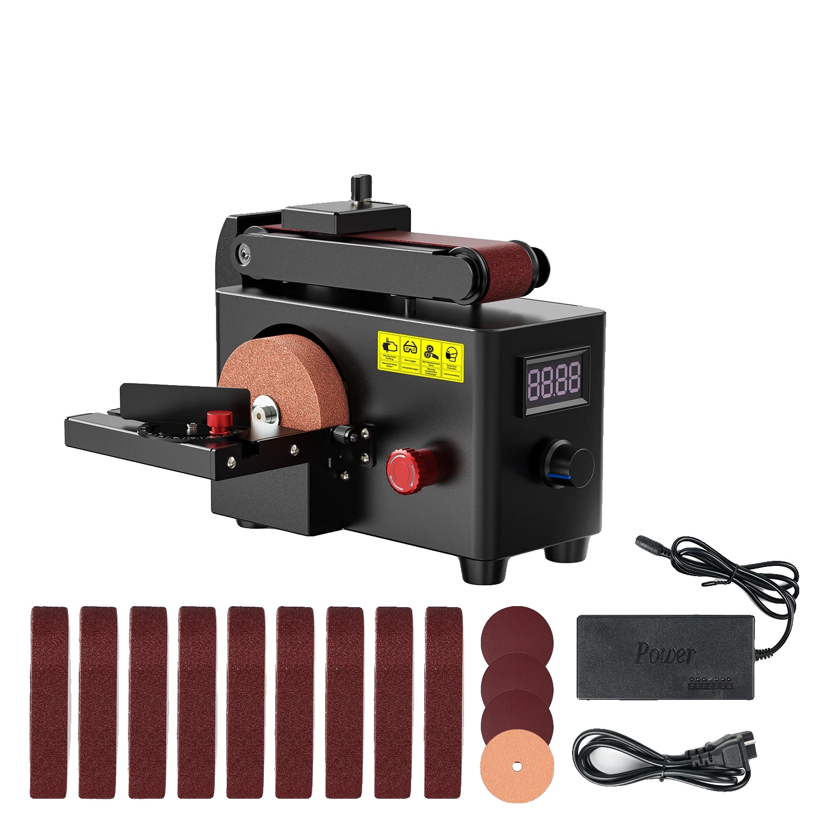 Mini-schleifmaschine Mit Riemenantrieb, Vielseitig Einsetzbar, Drehzahl Einstellbar, Set, Eu-stecker