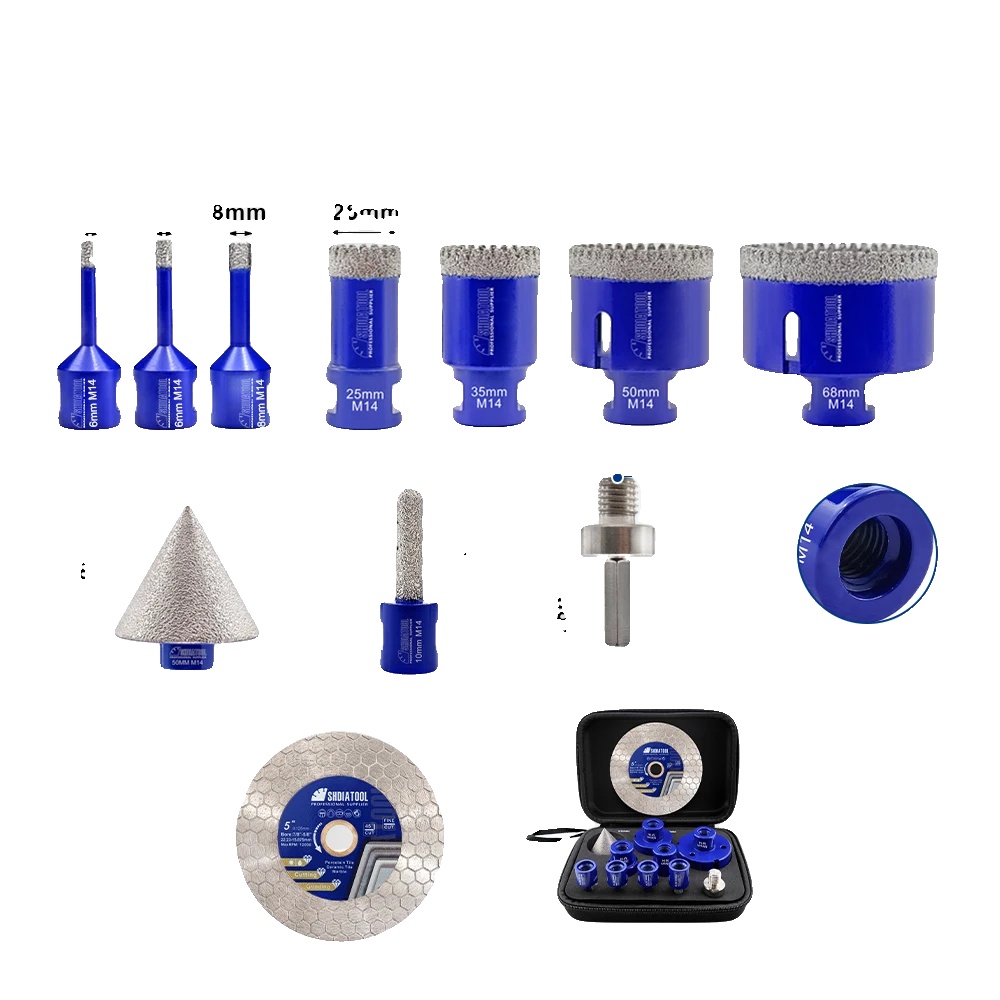 Bohrer, Diamantmaterial, Vielseitiges Werkzeugset, 11-teilig