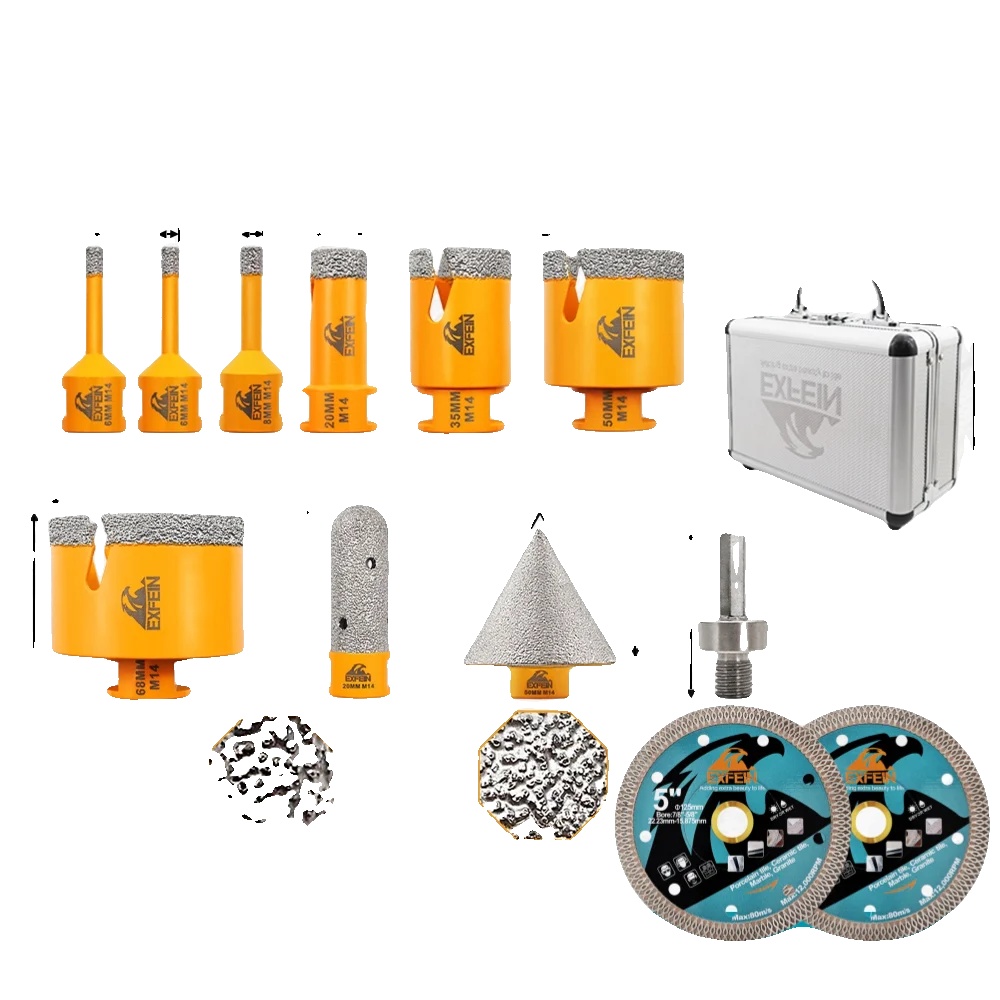 Betonbohrer-set, Diamantkonstruktion, Vielseitig Einsetzbar, 12-teilig, Inklusive Transportkoffer, M14-gewinde