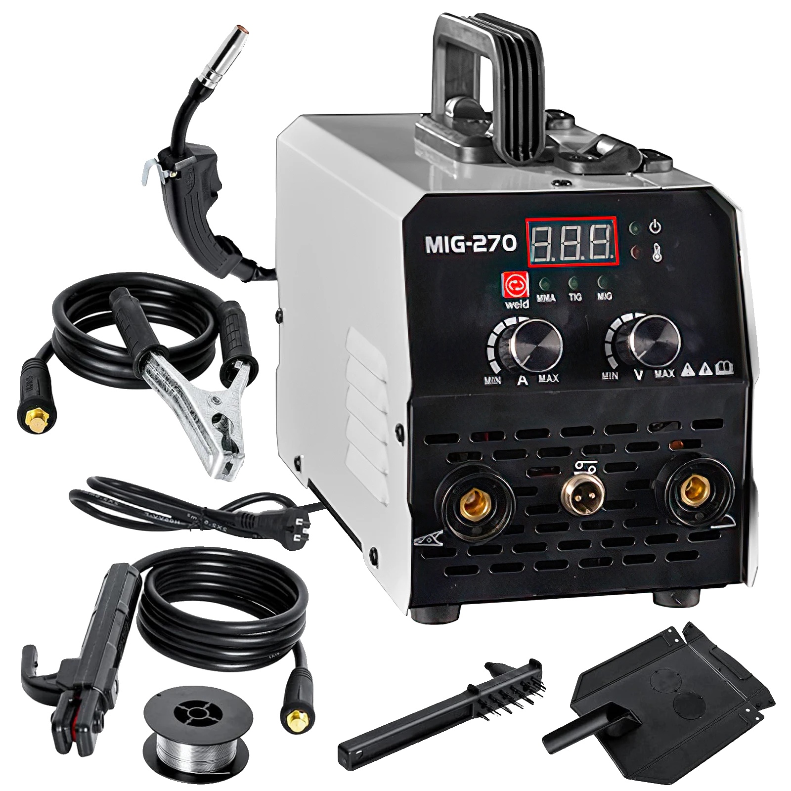 Mig-schweißgerät, Tragbarer Inverter, Led-digitalanzeige, Weiß, Mig-270