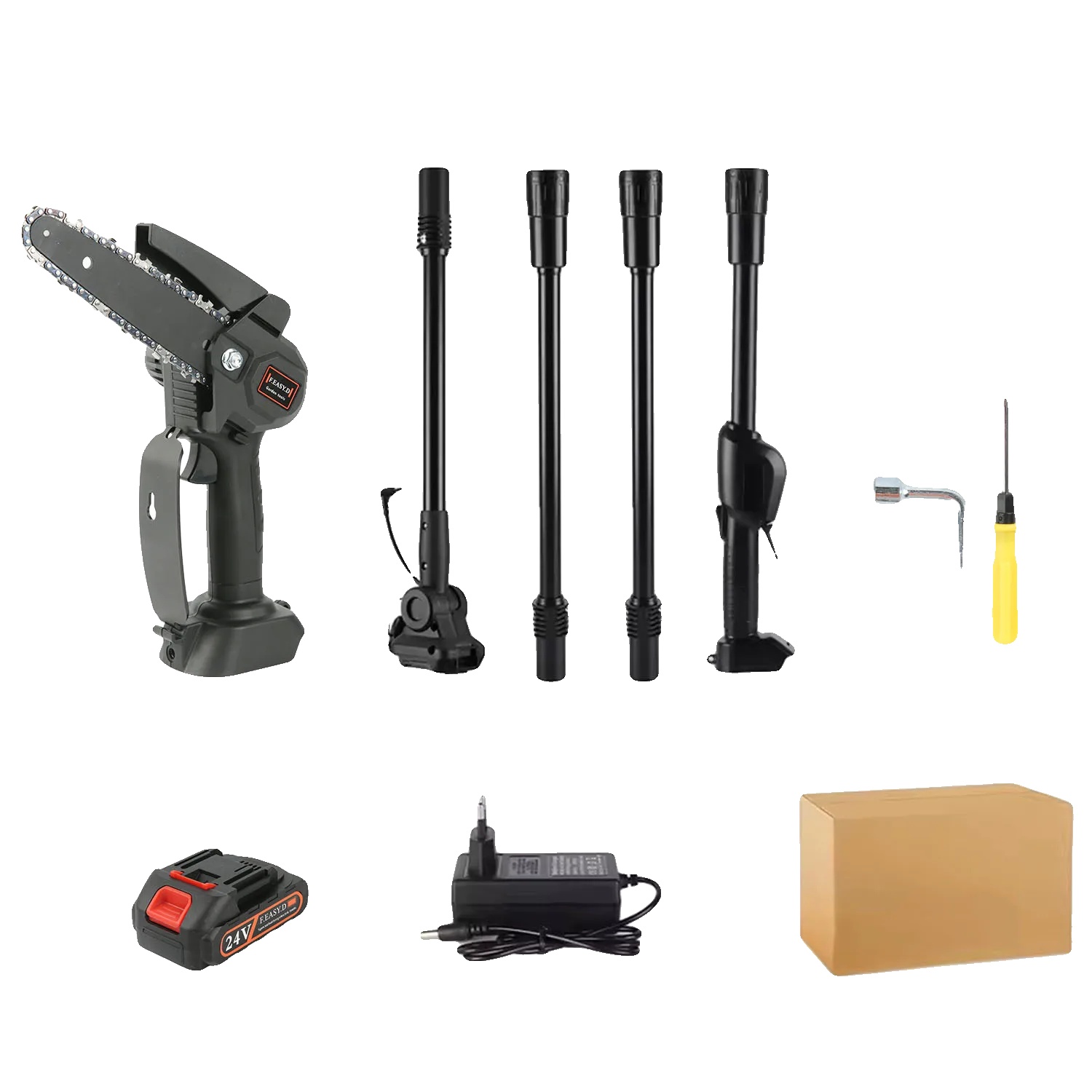 Kabellose Teleskop-gartenschere, 2-in-1-funktion, Leistungsstarker Motor, Mit 1 Akku, Eu-a