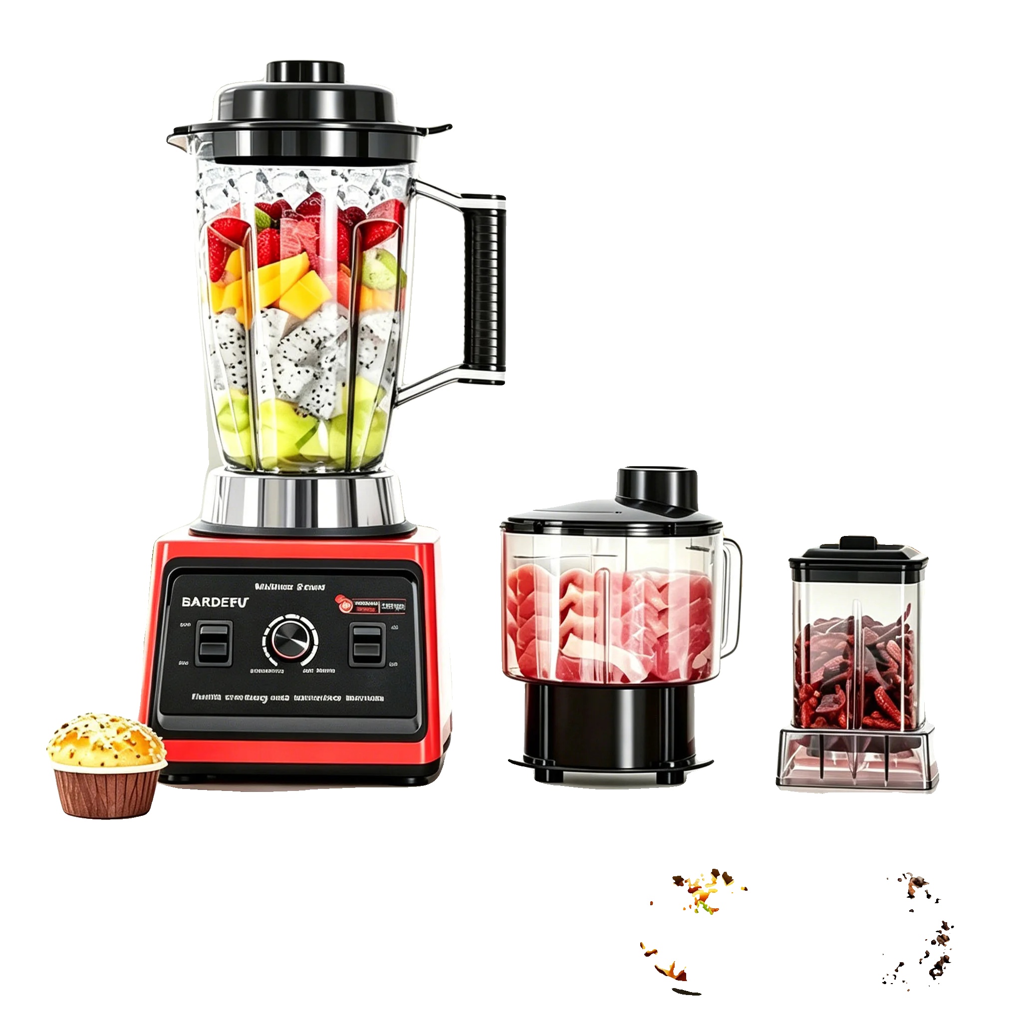 Entsafter Und Küchenmaschine, 3 L + 1,5 L + 0,5 L Fassungsvermögen, 220 V Nennspannung, 15 Geschwindigkeitsstufen, Abmessungen 39,5 X 21,5 X 41,7 Cm, Kunststoff