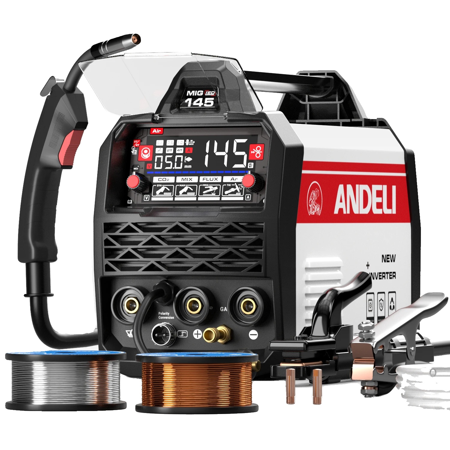 Schweißgerät, Igbt-inverter, 4-in-1-funktionalität, Mig-145 Air