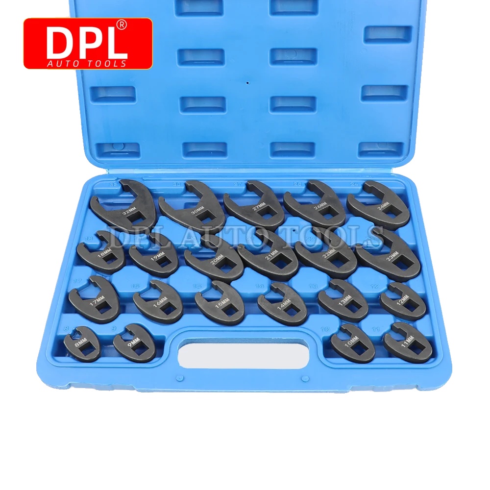 21-teiliger Satz Hornförmiger Mutternschlüssel, Kompatibel Mit 3/8"- Und 1/2"-antrieben, Größen Von 8 Mm Bis 32 Mm, Aus Chrom-molybdän-legierungsstahl, Inklusive Hartplastikkoffer