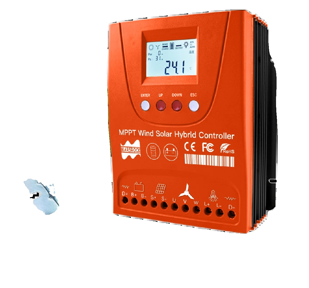 Hybrid-solar-/windladeregler, Bluetooth-konnektivität, Großes Lcd-display, 1500-w-solaranlage, Mit Bluetooth, 12/24-v-automatikbetrieb, Externer Wind-solar-hybrid
