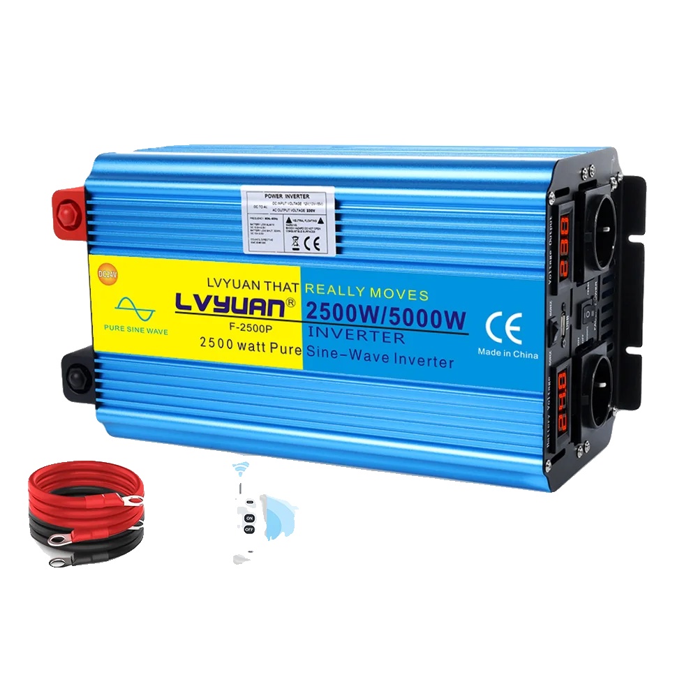 Wechselrichter, Reine Sinuswelle, Fernbedienung, 5000 W, 24 V, 2 Eu