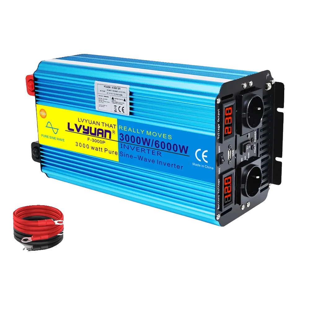 Wechselrichter, Reine Sinuswelle, Fernbedienung, 6000 W, 12 V, 2 Eu