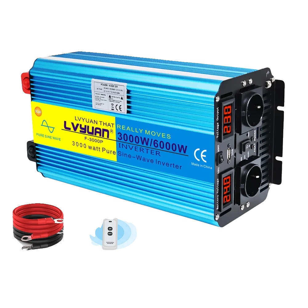 Wechselrichter, Reine Sinuswelle, Fernbedienung, 6000 W, 24 V, 2 Eu