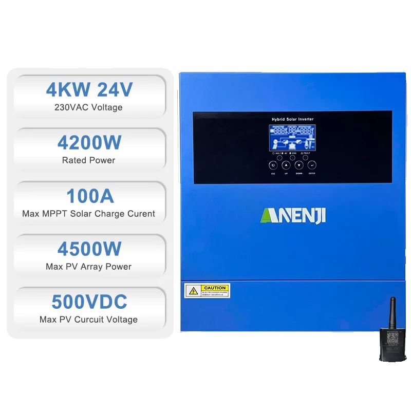 Hybrid-solarwechselrichter, Reine Sinuswelle, Wlan-überwachung, Anj-4000w-24v