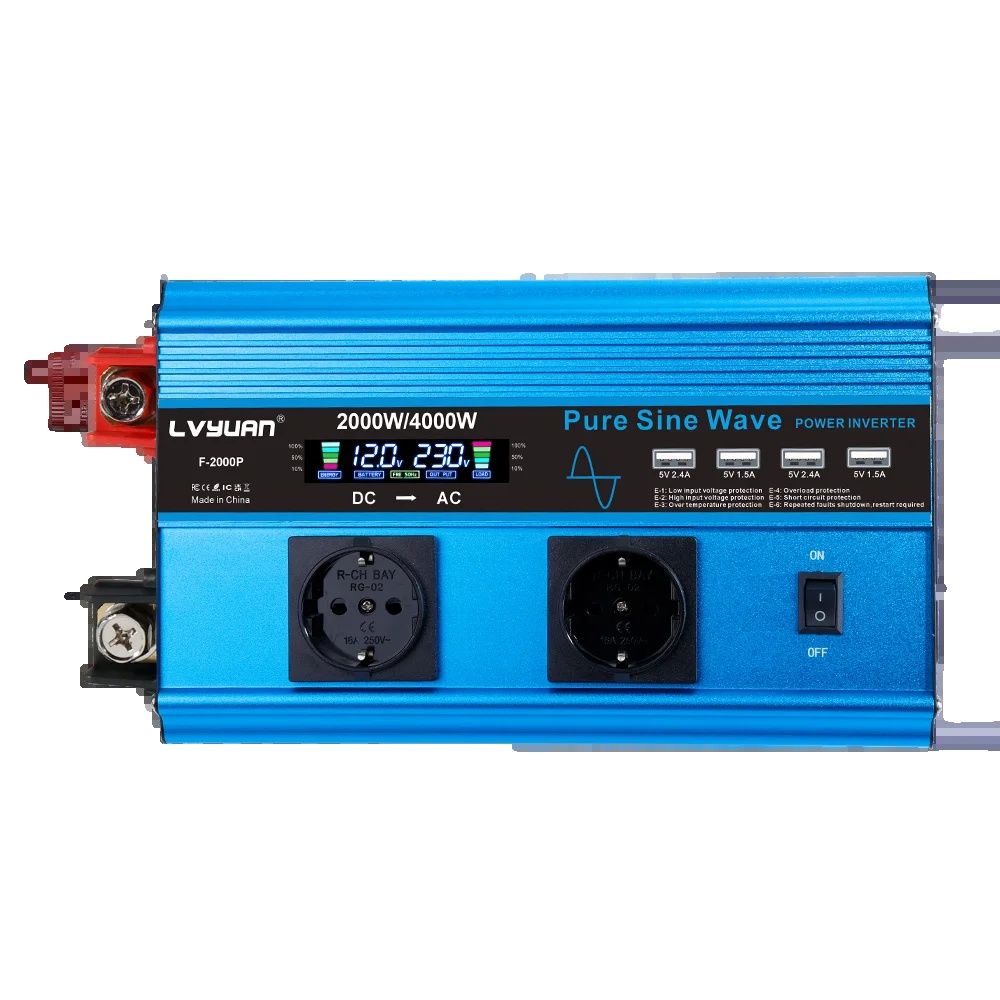 Wechselrichter, Reine Sinuswelle, Hoher Wirkungsgrad, 4000 W Spitzenleistung, Europa-b, Dc 12 V-b, Ac 220–240 V-b