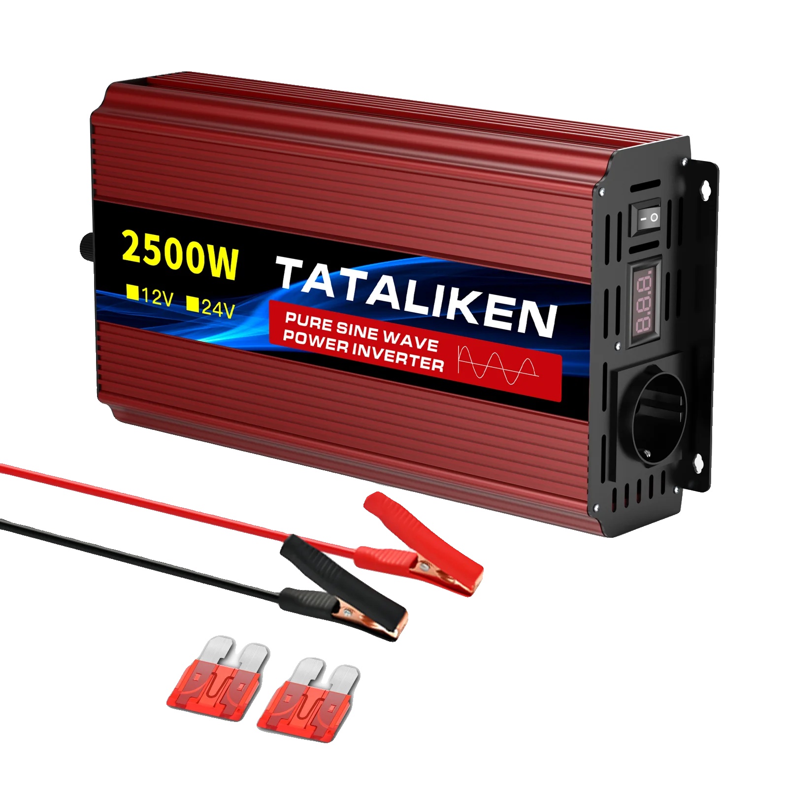Reiner Sinus-wechselrichter, Kompakte Bauweise, Integrierter Lüfter Mit Temperaturregelung, 2500 W, Europa-typ A, 12 V, 220–240 V, 50 Hz-typ A