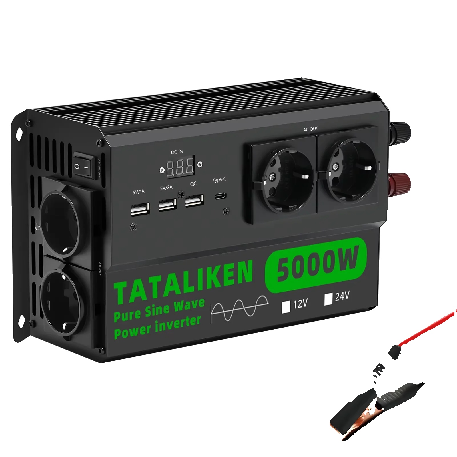 Wechselrichter, Sinuswelle, Tragbarer Konverter, 12 V 5000 W Auf 220 V 50 Hz