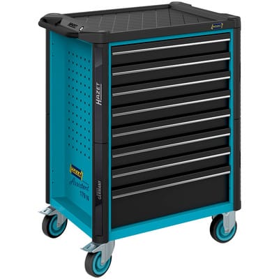 Werkstattwagen Assistent, Schubladen, flach: 7 x 81 x 522 x 398 mm, Schubladen, hoch: 1 x 166 x 522 x 398 mm, Art.Nr. 179N-8 - Hazet