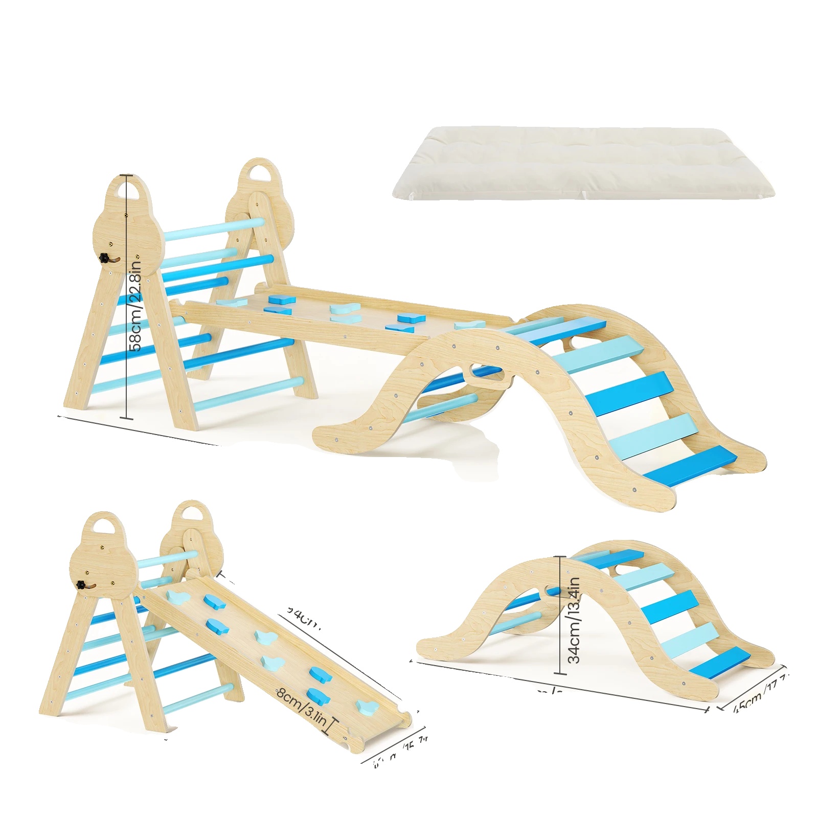 Kinderspielbereich, 7-in-1-kletterset, Verstellbare Rutsche, Wie Eine Picknickdecke