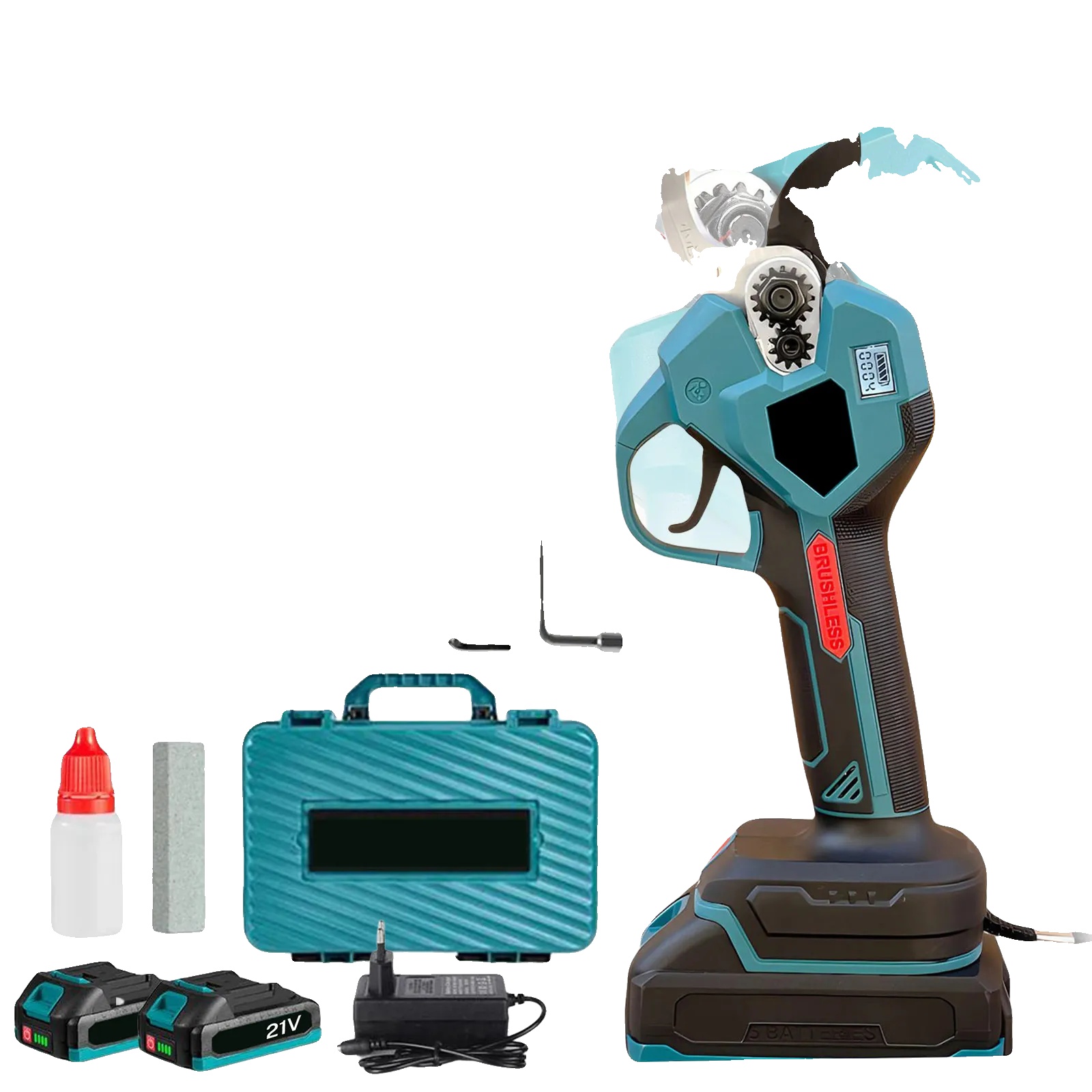Elektrische Gartenschere, Bürstenloser Motor, Ergonomisches Design, Blau