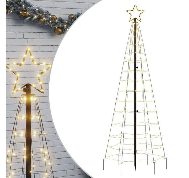vidaXL LED-Weihnachtsbaum mit Erdspießen 220 LEDs Warmweiß 180 cm