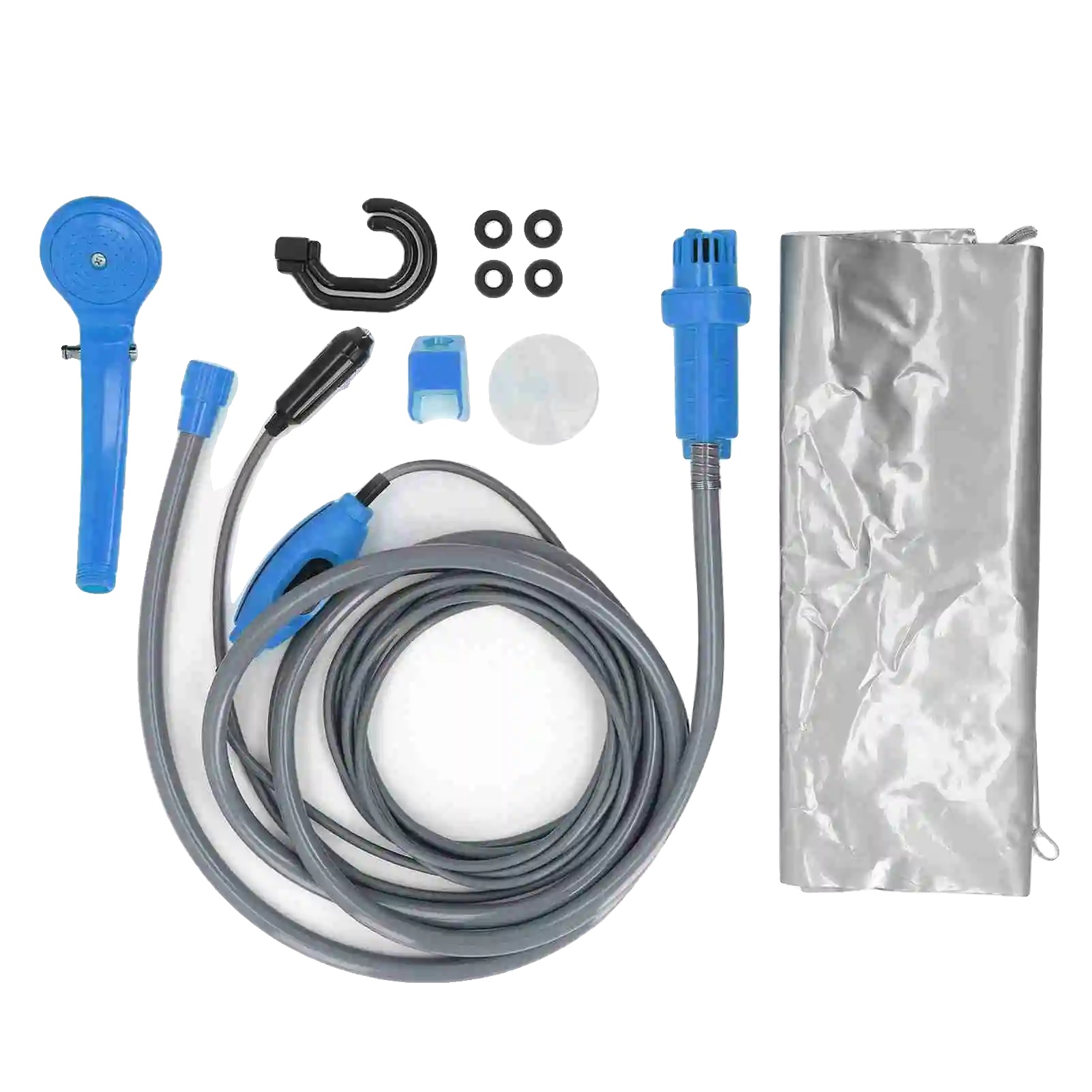 Camping-duschset, Tragbares Design, Komplettes Installationspaket, Blau