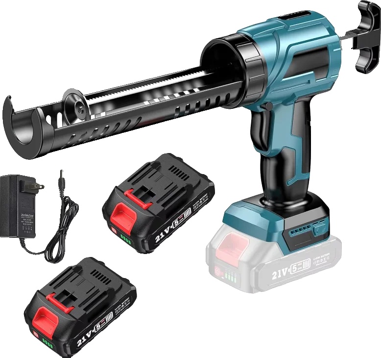 Kartuschenpistole, 4 Einstellbare Geschwindigkeitsstufen, Helle Led, Blau, Mit 2 Batterien