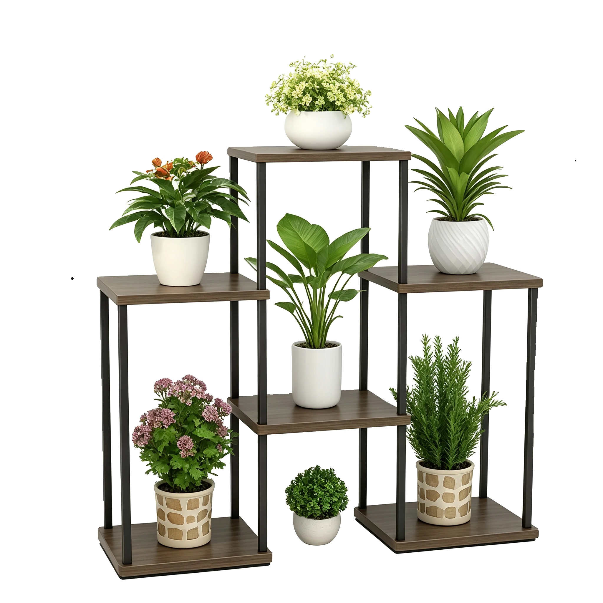 Pflanzenständer, Mehrstufiges Design, Platzsparendes Regal Für Drinnen Und Draußen, T-6-stufig