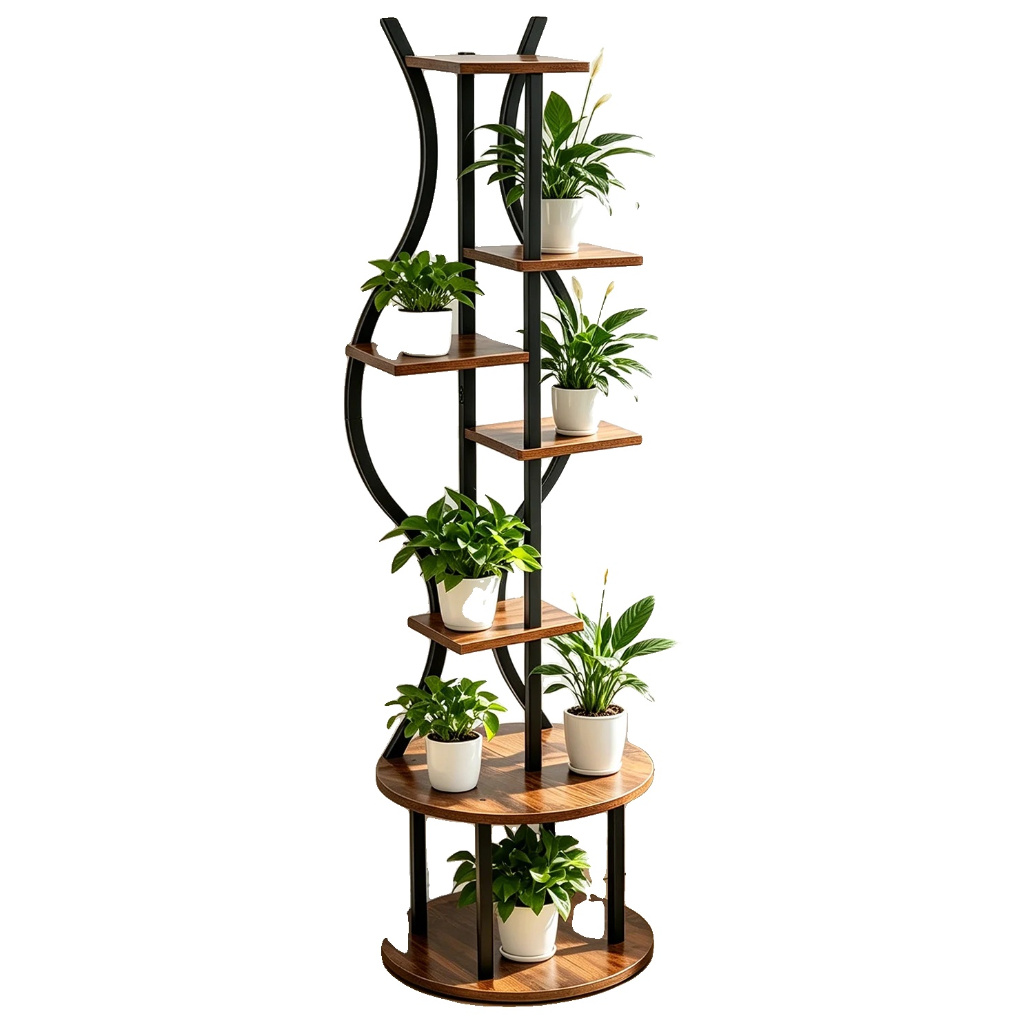 Pflanzenständer, 145 Cm Hoch, 7 Ebenen, Metallrahmen, Platzsparendes Design, Für Den Innen- Und Außenbereich Geeignet