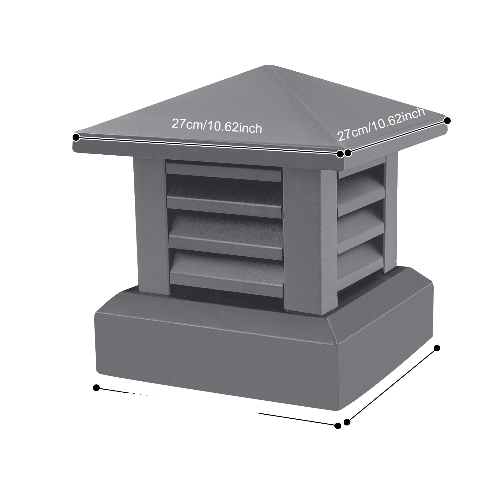 Schornsteinabdeckung, Aluminiumkonstruktion, Witterungsbeständiges Design, Dunkelgrau
