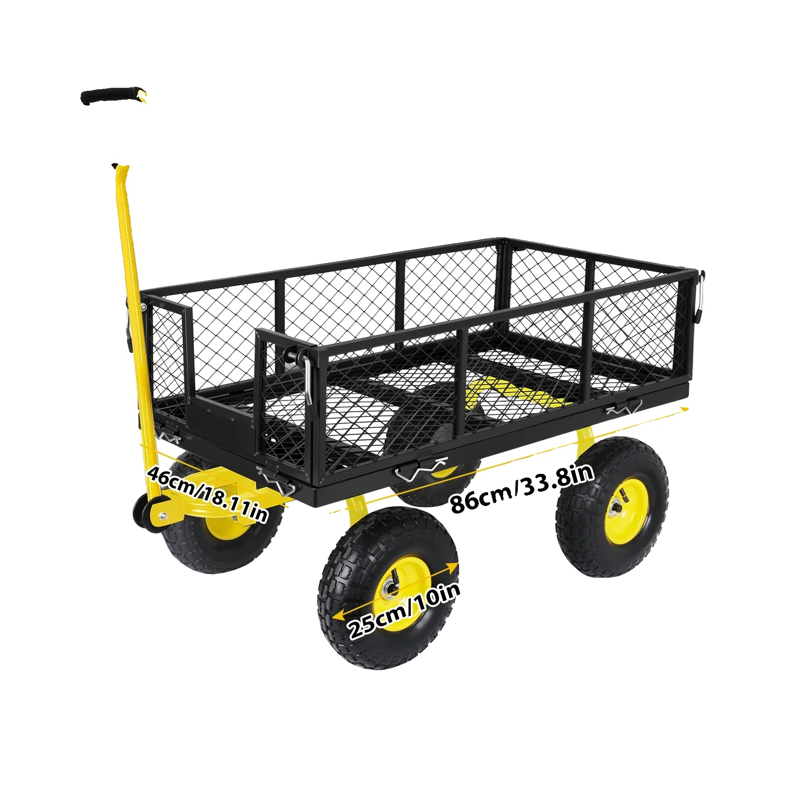 Robuster Gartenwagen Mit Geländerädern, Gelb