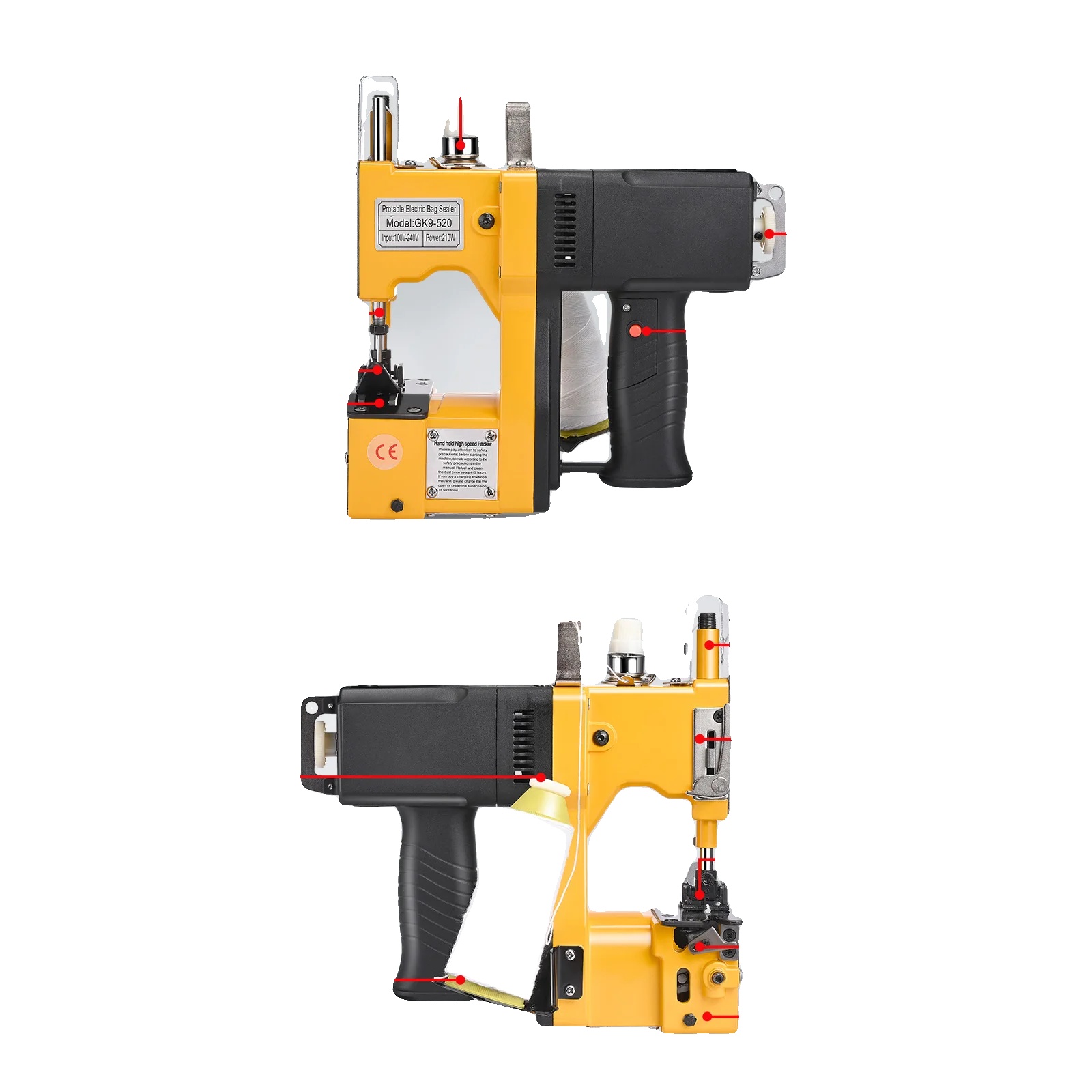 Taschennähmaschine, Automatischer Fadenabschneider, Hohe Effizienz, Gelb