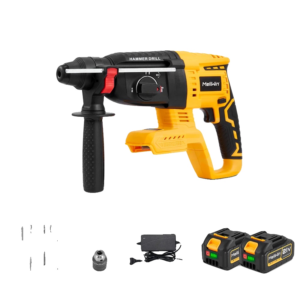 Elektrischer Schlagbohrer, Bürstenloser Motor, Multifunktionsmodi, Set Mit 2 X B-akkus