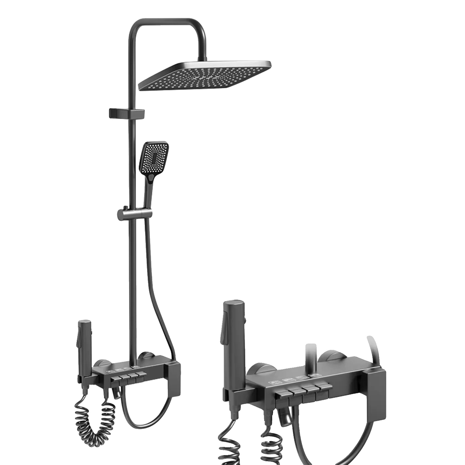 Duscharmatur-set, Hochdruck-regendusche, Multifunktionaler Wasserstrahl, Grau